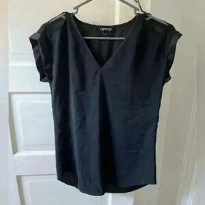 express black silk open shoulder shirt size extra small